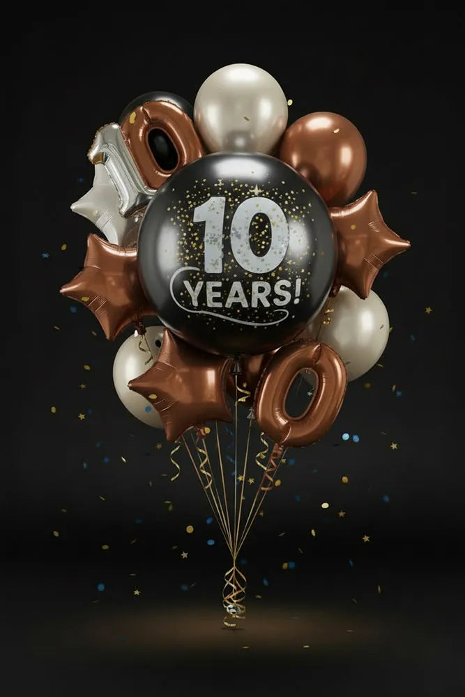 10 years celebration balloons for Old Country Leather anniversary