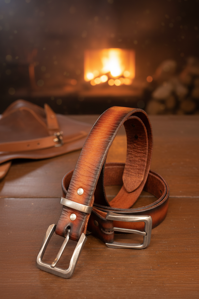 A beauty full grain leather belt with a custom dye method