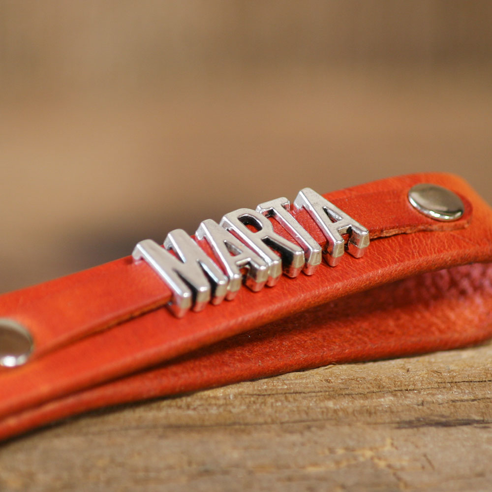 Metal Font Key Chain - Personalized Leather Keychain | Old Country Leather